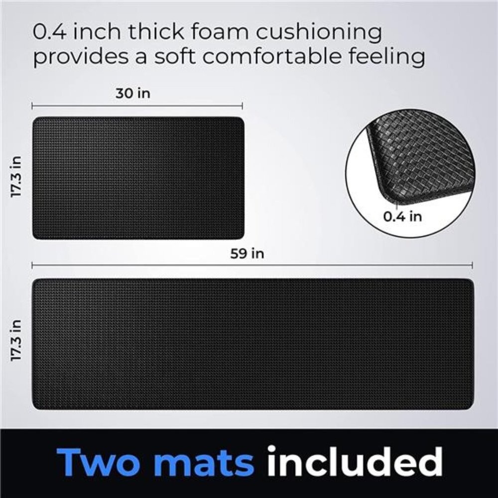 2 Piece Set, Foam Cushioned Rugs, Comfort Standing Desk Mats,17.3x30.3 & 17.3x59
